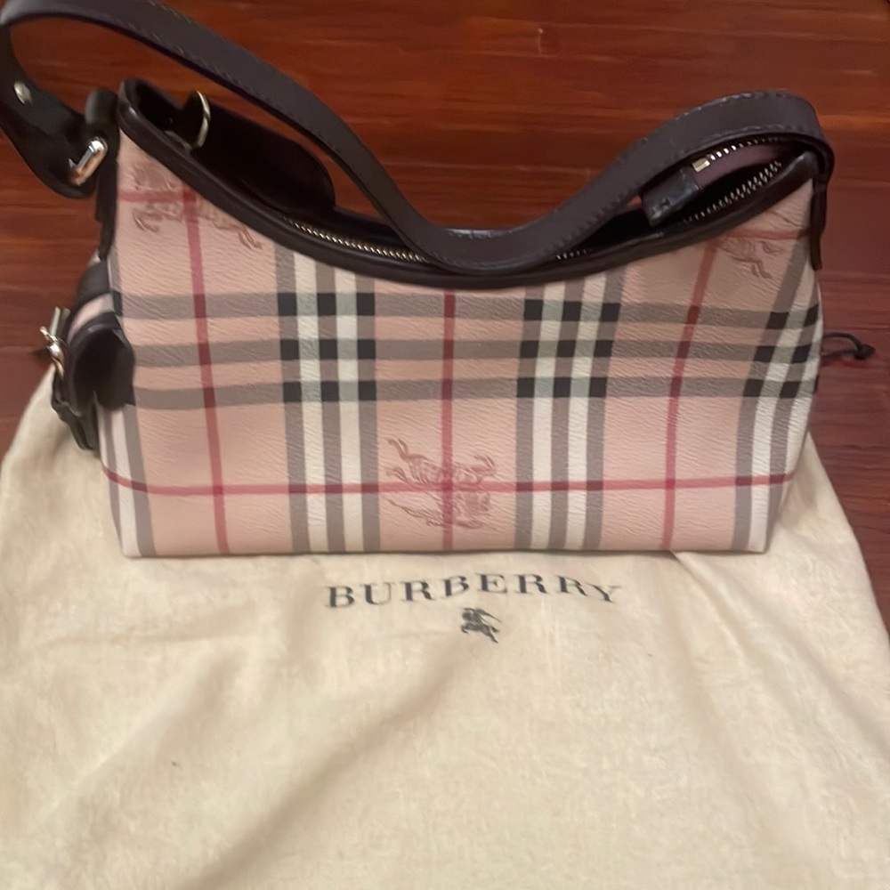 100% Authentic Burberry Haymarket coated canvas shoulder Bag